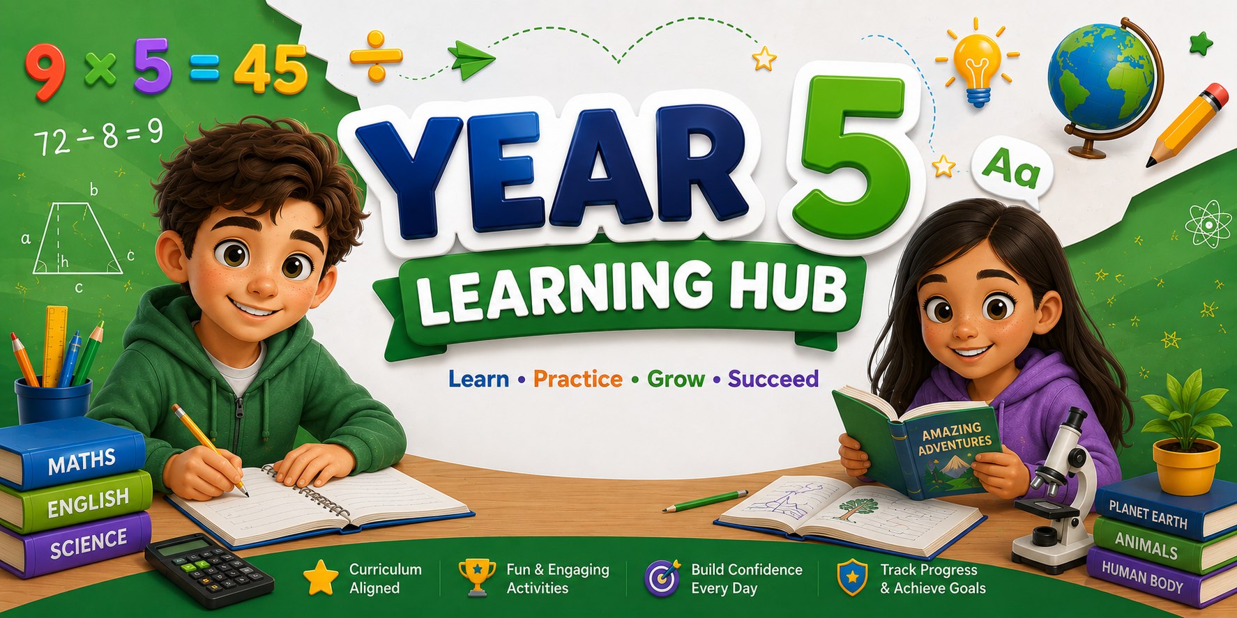Year 5 Learning Hub — Spelling, Maths, Grammar, Reading